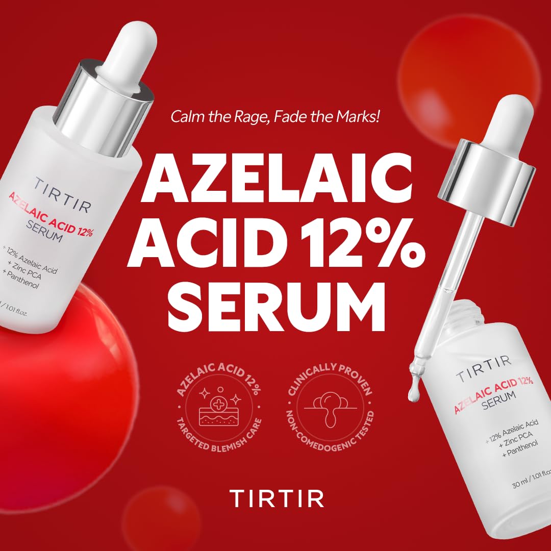 TIRTIR Sunscreen and Azelaic Acid Serum - Sun Care Duo, SPF 50+ UVA/UVB Protection, Lightweight, No White Cast, Non-greasy, Korean Sunscreen, Soothing, Balancing, Gentle Exfoliation